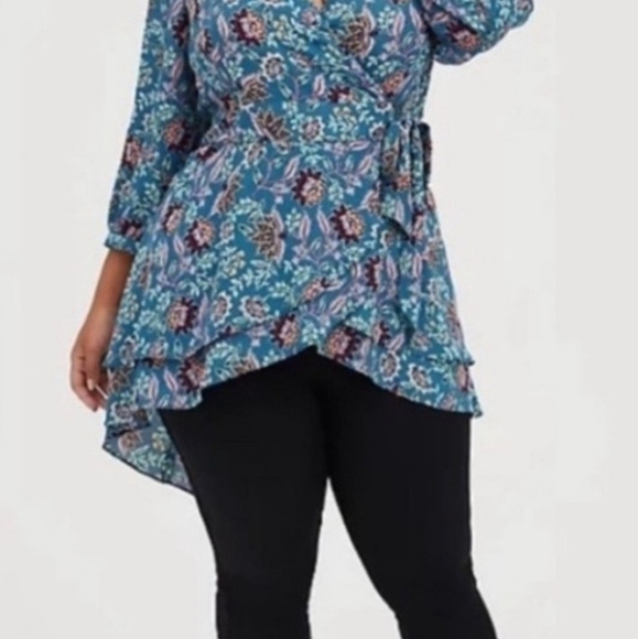 Torrid Floral Georgette Floral Wrap Peasant Top - Picture 8 of 15